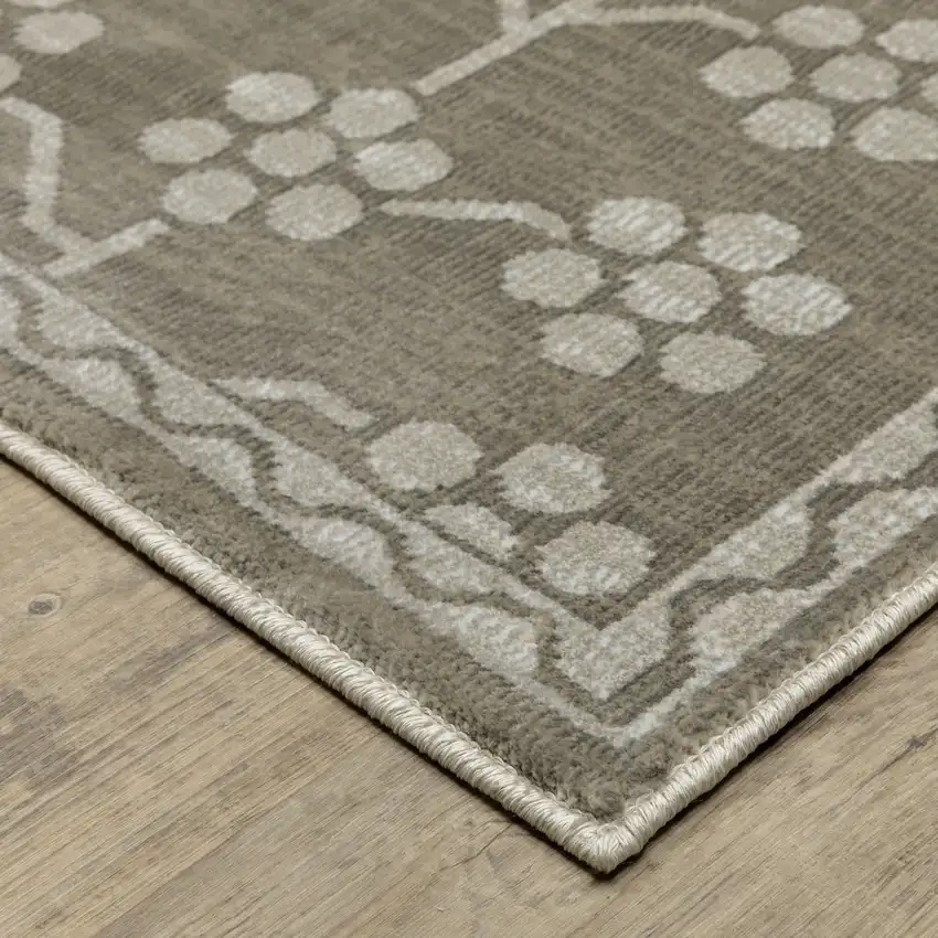 8' Gray And Light Gray Oriental Runner Rug Photo 6