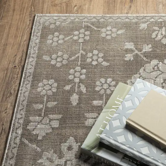 8' Gray And Light Gray Oriental Runner Rug Photo 9