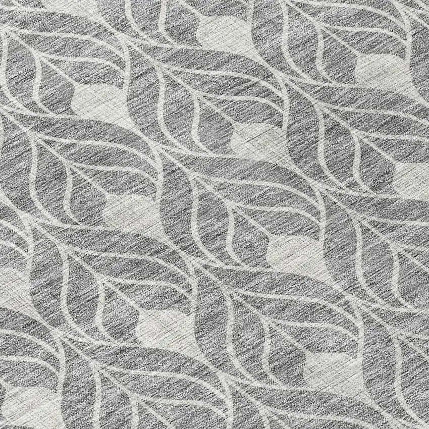 8' Gray And Light Gray Round Geometric Washable Indoor Outdoor Area Rug Photo 8