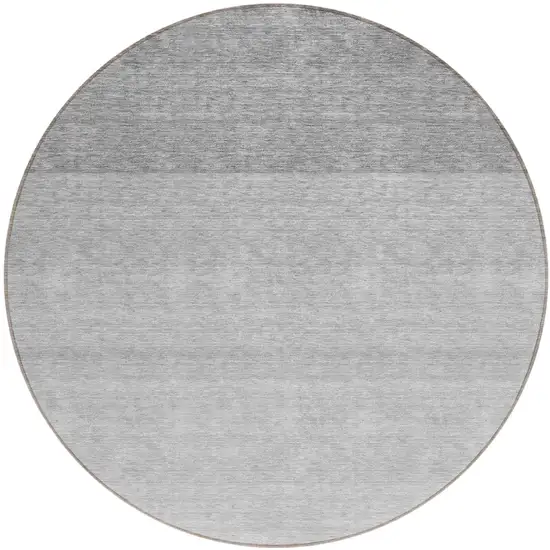 8' Gray And Light Gray Round Ombre Washable Indoor Outdoor Area Rug Photo 2