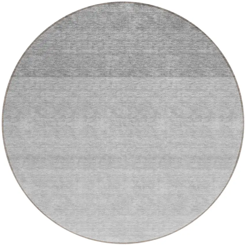 8' Gray And Light Gray Round Ombre Washable Indoor Outdoor Area Rug Photo 2