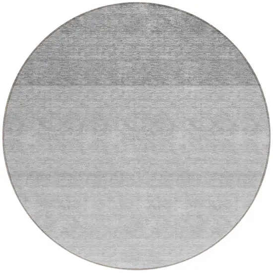 8' Gray And Light Gray Round Ombre Washable Indoor Outdoor Area Rug Photo 5