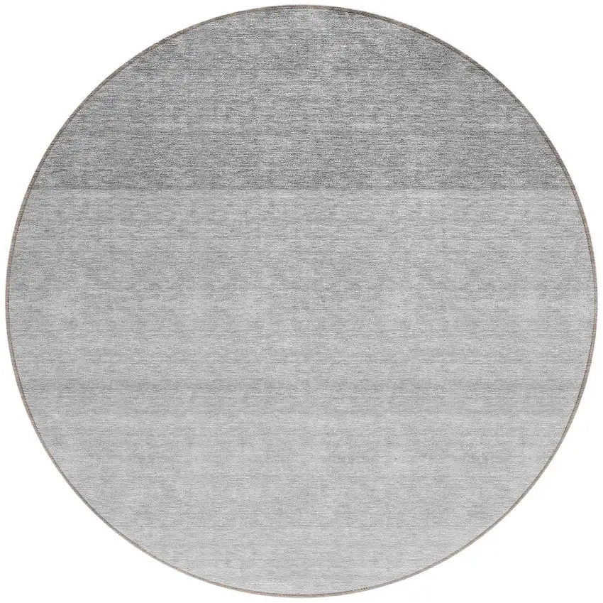 8' Gray And Light Gray Round Ombre Washable Indoor Outdoor Area Rug Photo 5