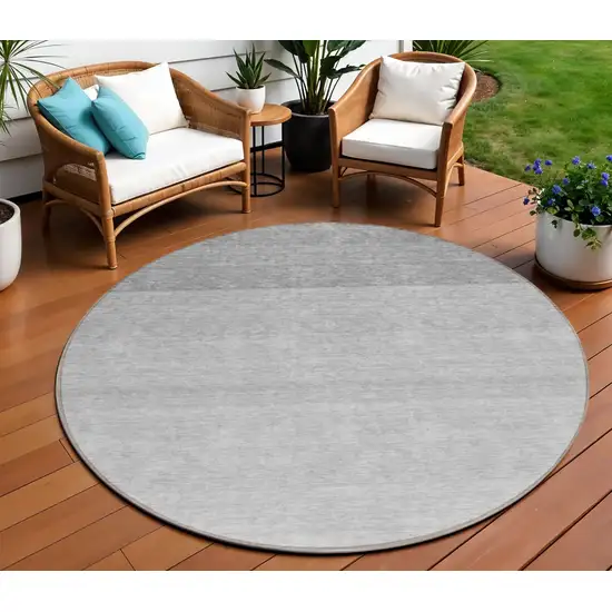 8' Gray And Light Gray Round Ombre Washable Indoor Outdoor Area Rug Photo 1
