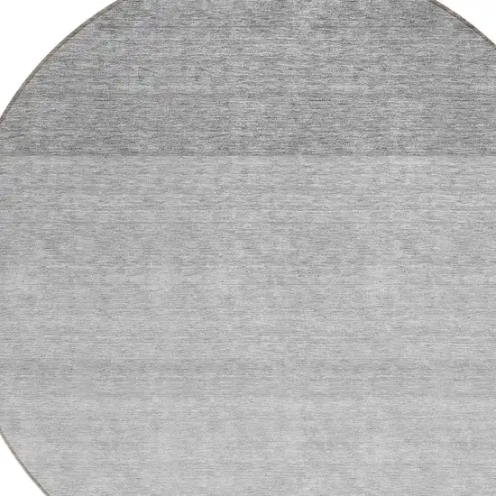 8' Gray And Light Gray Round Ombre Washable Indoor Outdoor Area Rug Photo 4