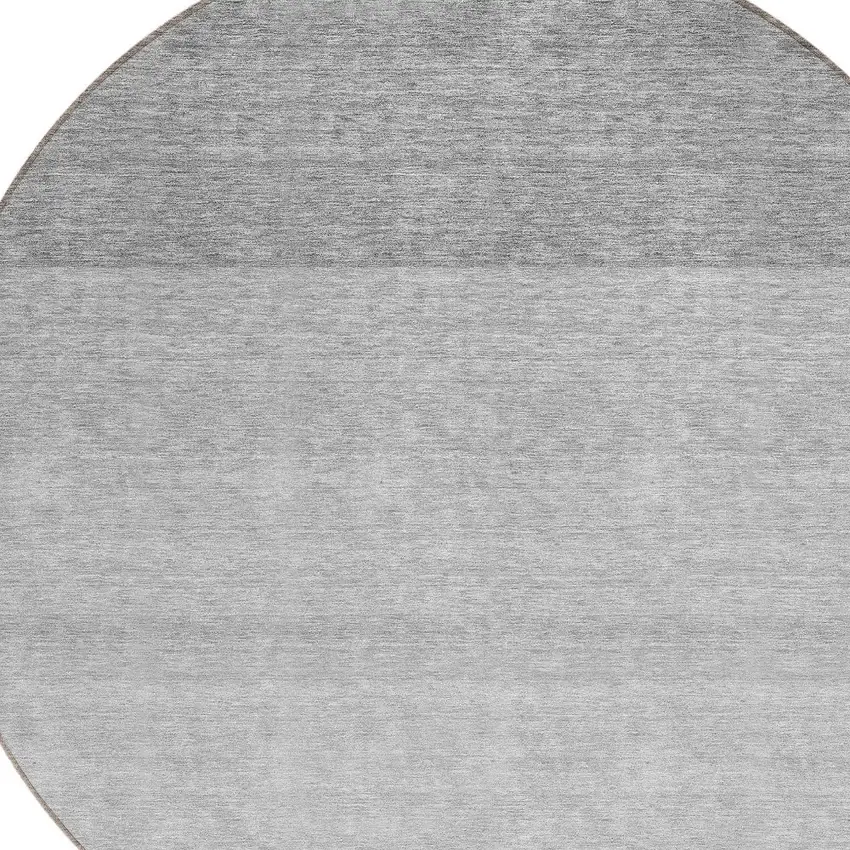 8' Gray And Light Gray Round Ombre Washable Indoor Outdoor Area Rug Photo 4
