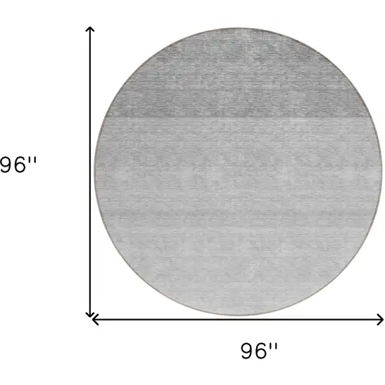 8' Gray And Light Gray Round Ombre Washable Indoor Outdoor Area Rug Photo 3