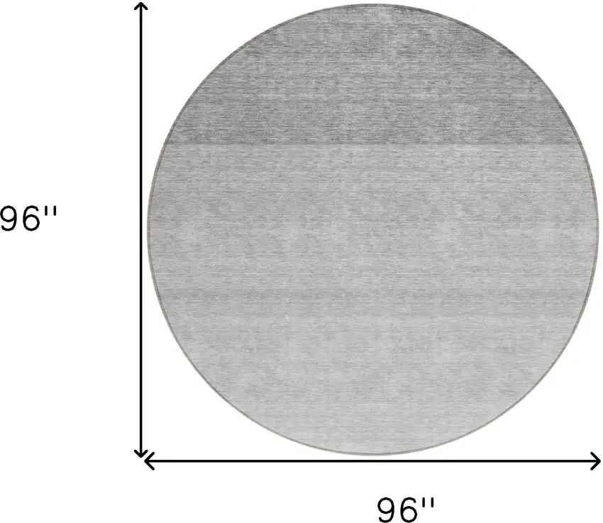 8' Gray And Light Gray Round Ombre Washable Indoor Outdoor Area Rug Photo 3