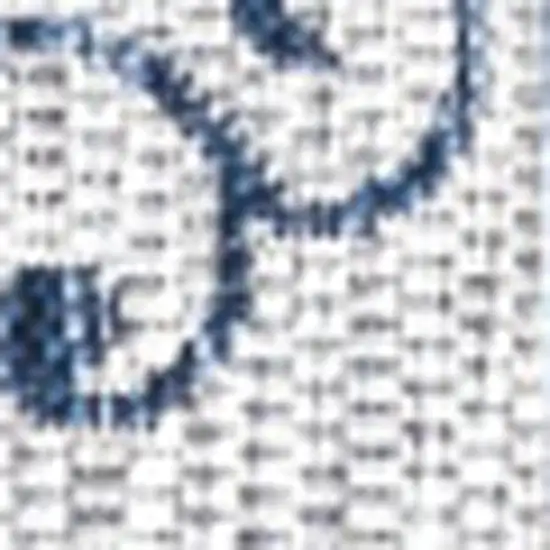 4' Gray And Navy Blue Square Medallion Indoor Outdoor Area Rug Photo 2