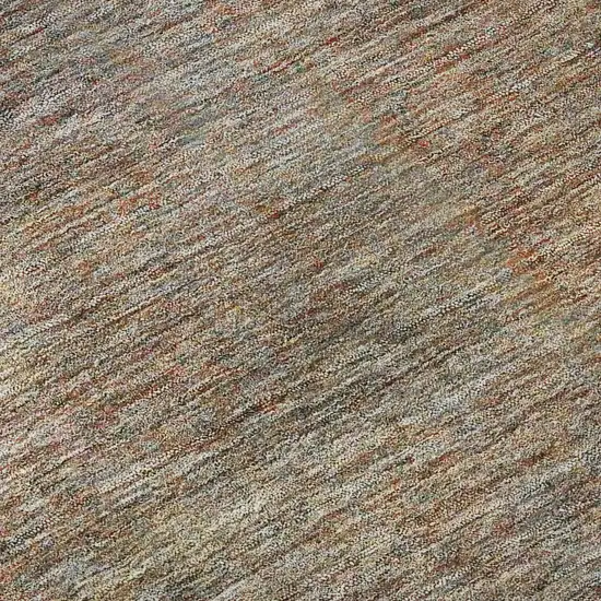 8' Gray And Orange Abstract Washable Round Rug With UV Protection Photo 9