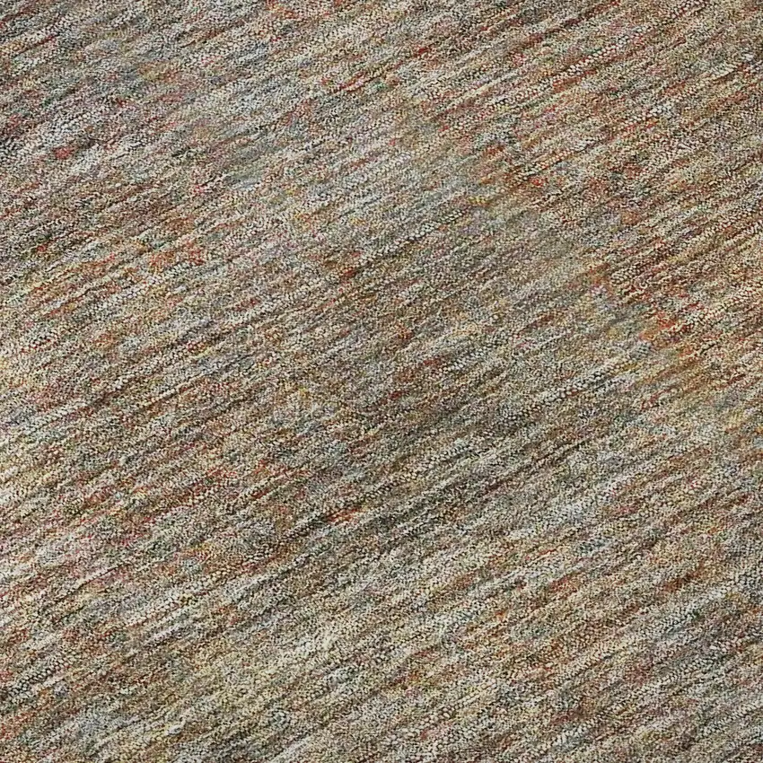 8' Gray And Orange Abstract Washable Round Rug With UV Protection Photo 9