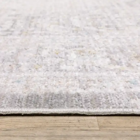 8' Gray And Orange Medallion Runner Rug Photo 7