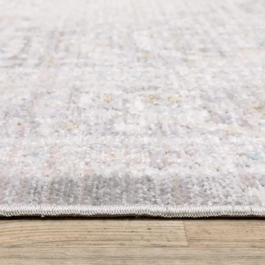 8' Gray And Orange Medallion Runner Rug Photo 7