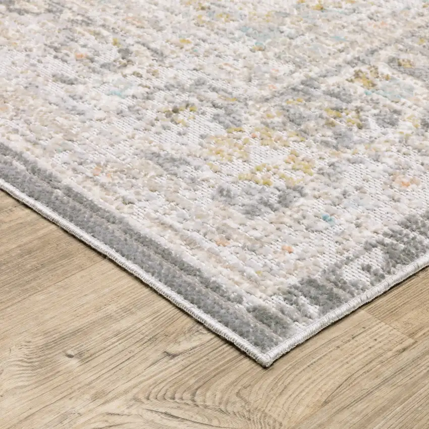 8' Gray And Orange Medallion Runner Rug Photo 6