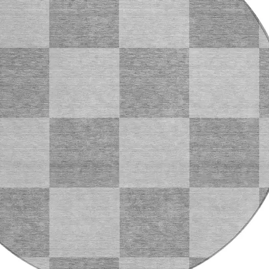 8' Gray And Pewter Round Geometric Washable Indoor Outdoor Area Rug Photo 7