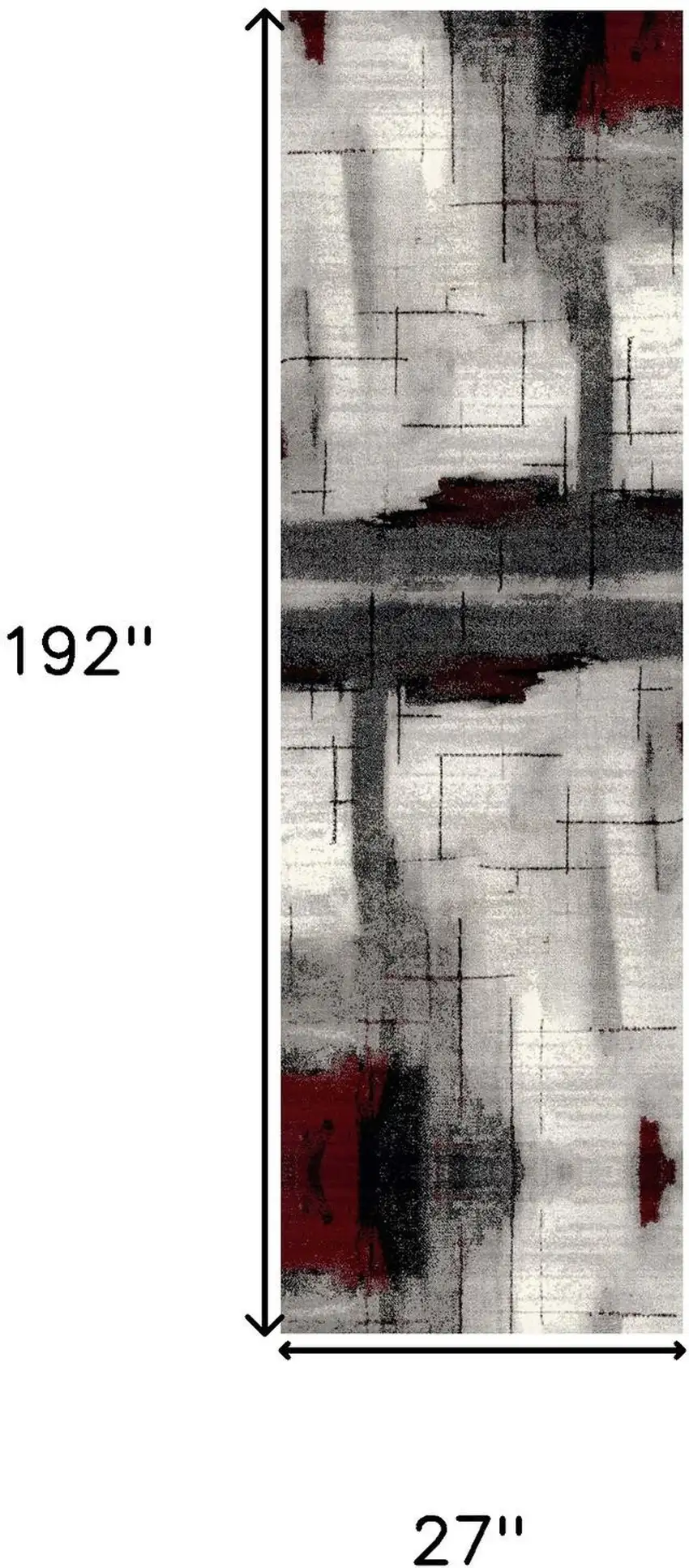 16' Gray And Red Abstract Runner Rug Photo 3