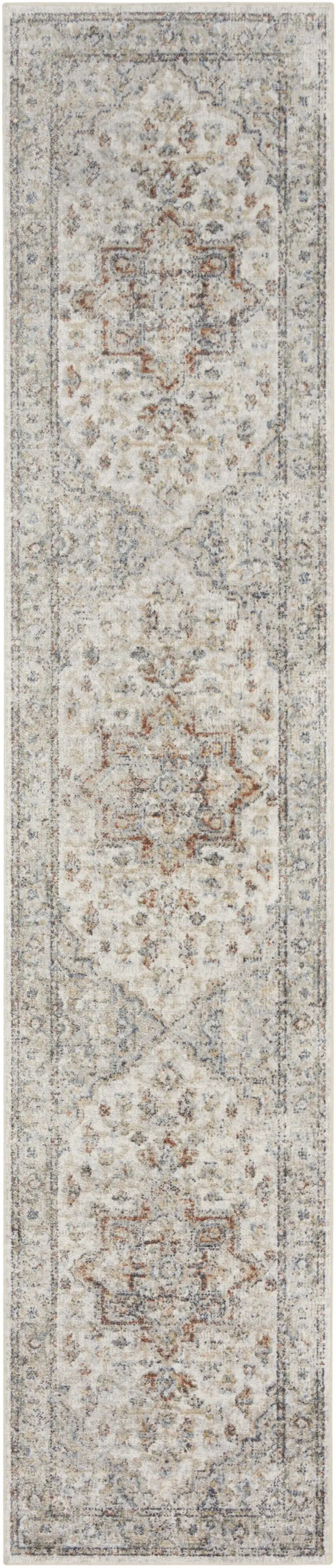 6' Gray And Rust Oriental Runner Rug Photo 1