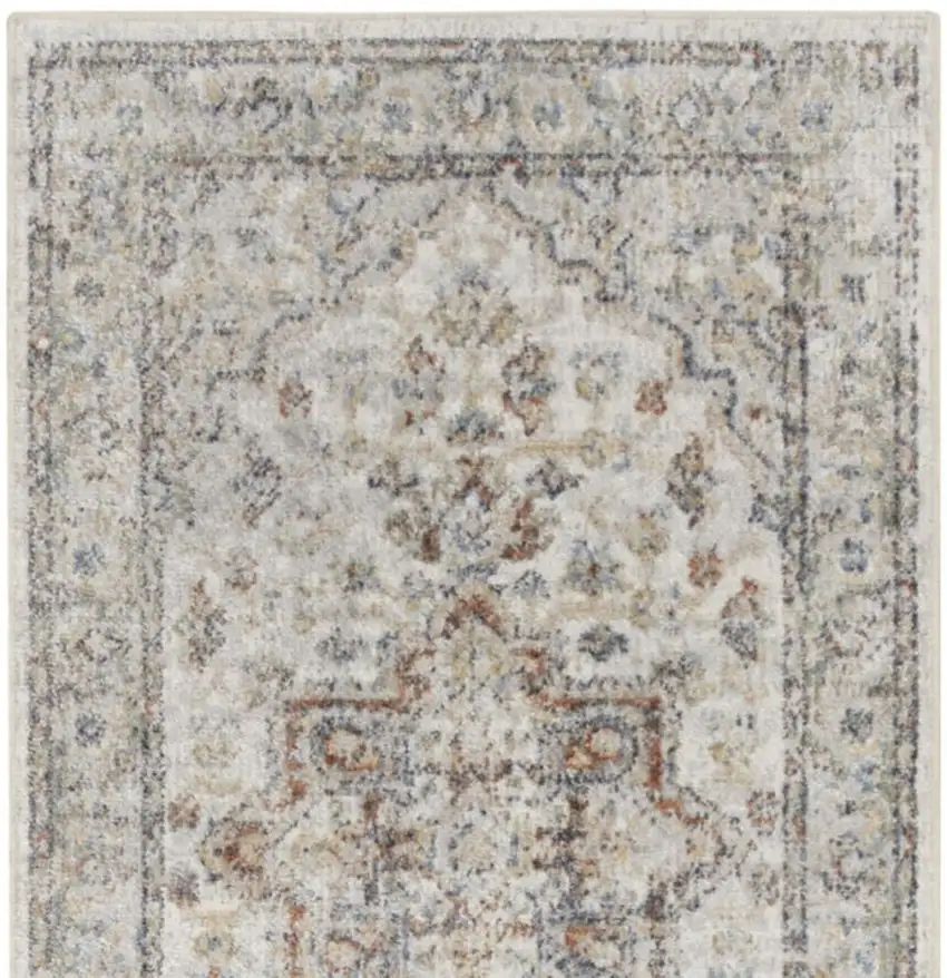 6' Gray And Rust Oriental Runner Rug Photo 3