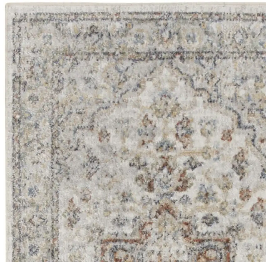 6' Gray And Rust Oriental Runner Rug Photo 2