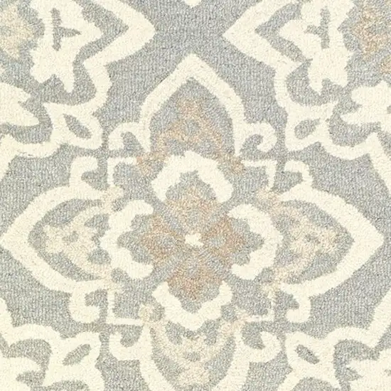 8' Gray And Sand Wool Geometric Hand Tufted Runner Rug Photo 6