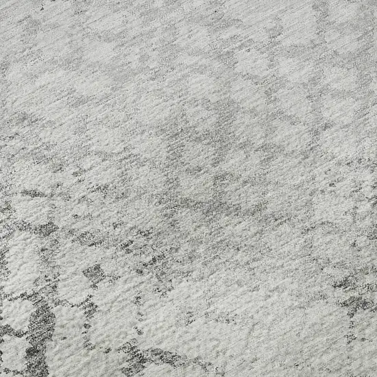 8' Gray And Silver Abstract Geometric Washable Round Rug With UV Protection Photo 9