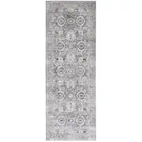 Photo of 8' Gray And Silver Abstract Power Loom Distressed Runner Rug