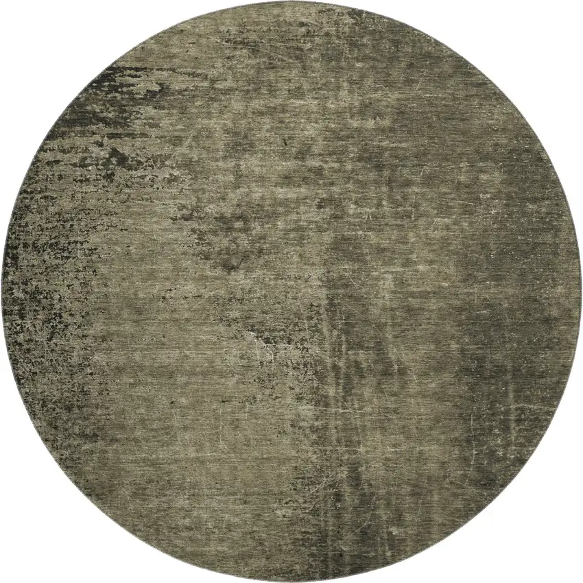 8' Gray And Silver Abstract Washable Round Rug With UV Protection Photo 1