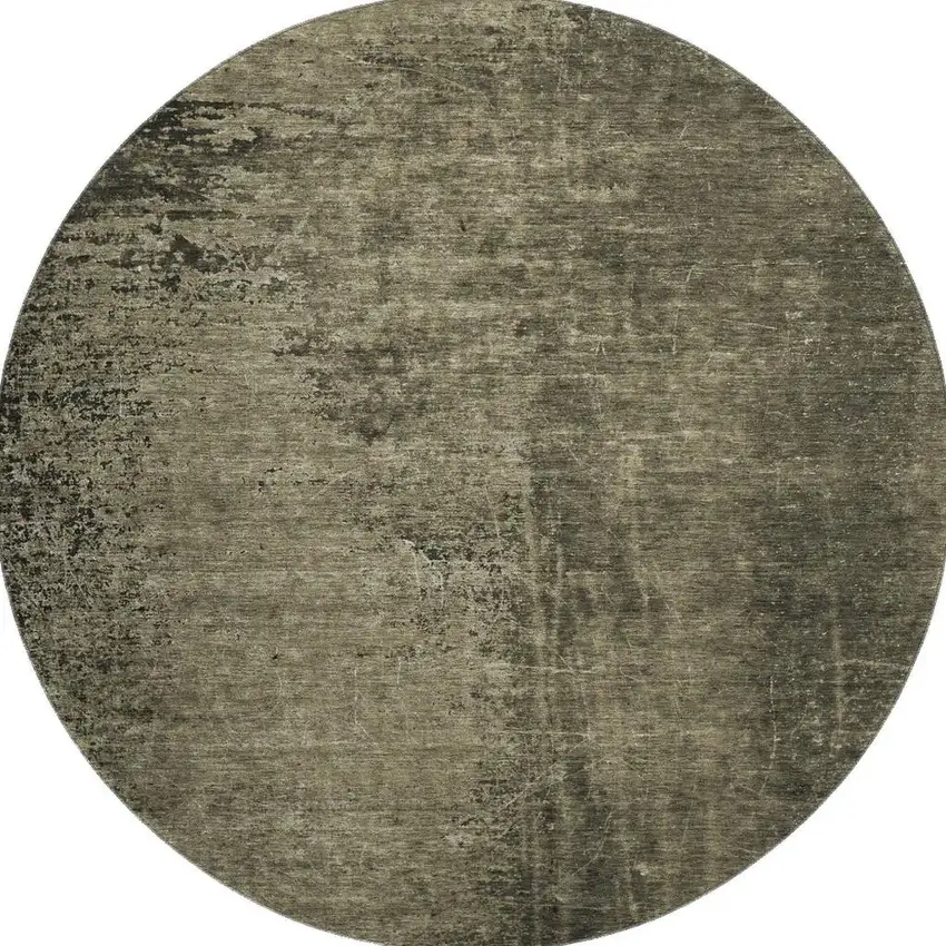 8' Gray And Silver Abstract Washable Round Rug With UV Protection Photo 4