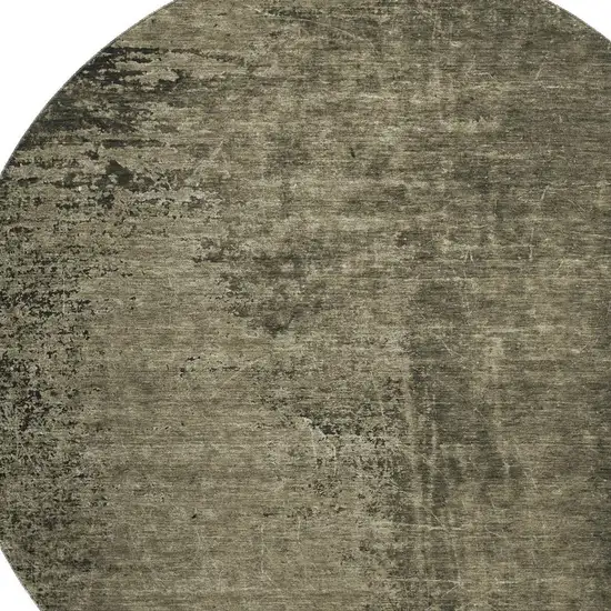 8' Gray And Silver Abstract Washable Round Rug With UV Protection Photo 3