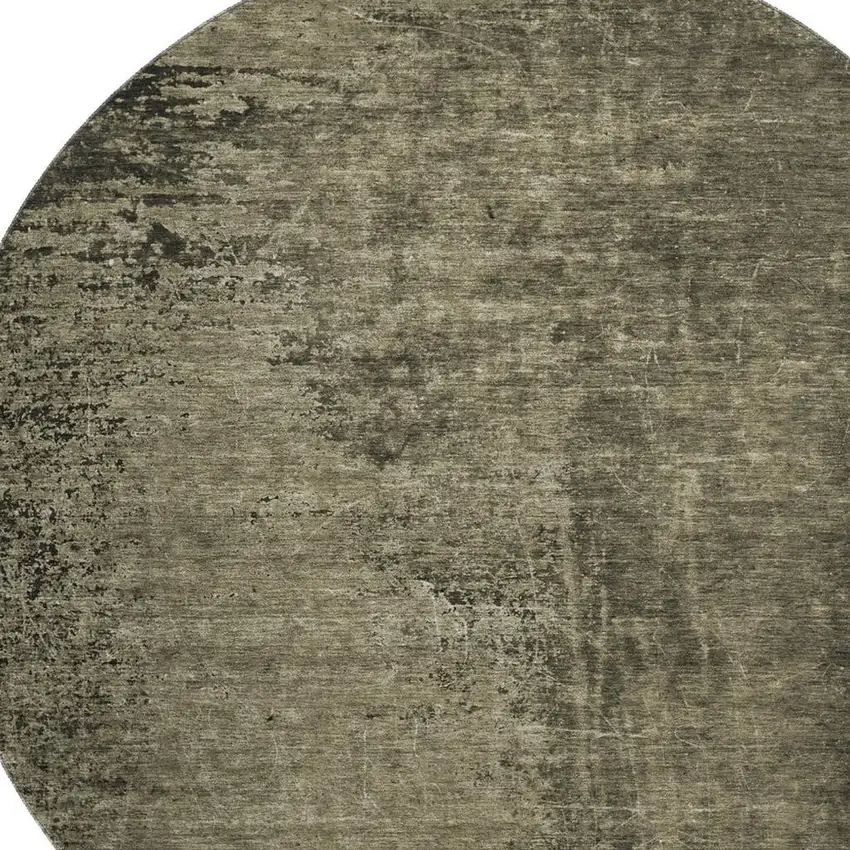 8' Gray And Silver Abstract Washable Round Rug With UV Protection Photo 3