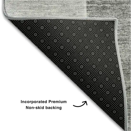 8' Gray And Silver Abstract Washable Round Rug With UV Protection Photo 6