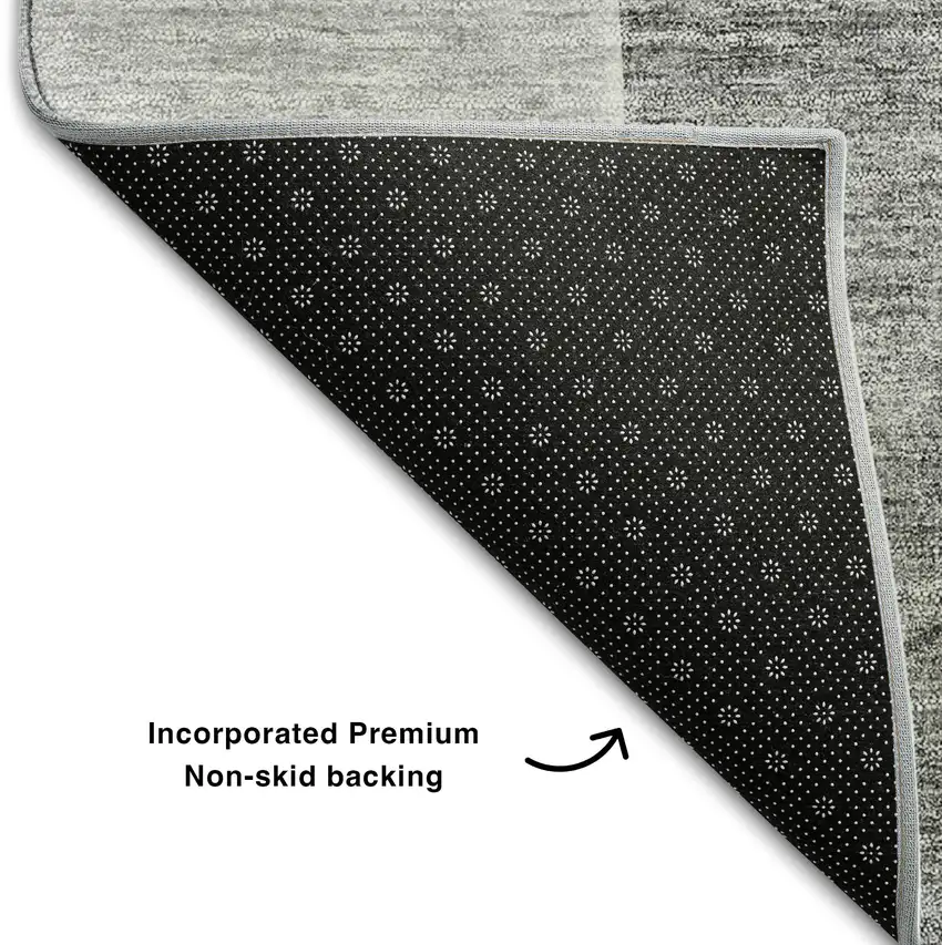 8' Gray And Silver Abstract Washable Round Rug With UV Protection Photo 6