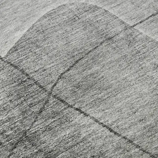 8' Gray And Silver Abstract Washable Round Rug With UV Protection Photo 9