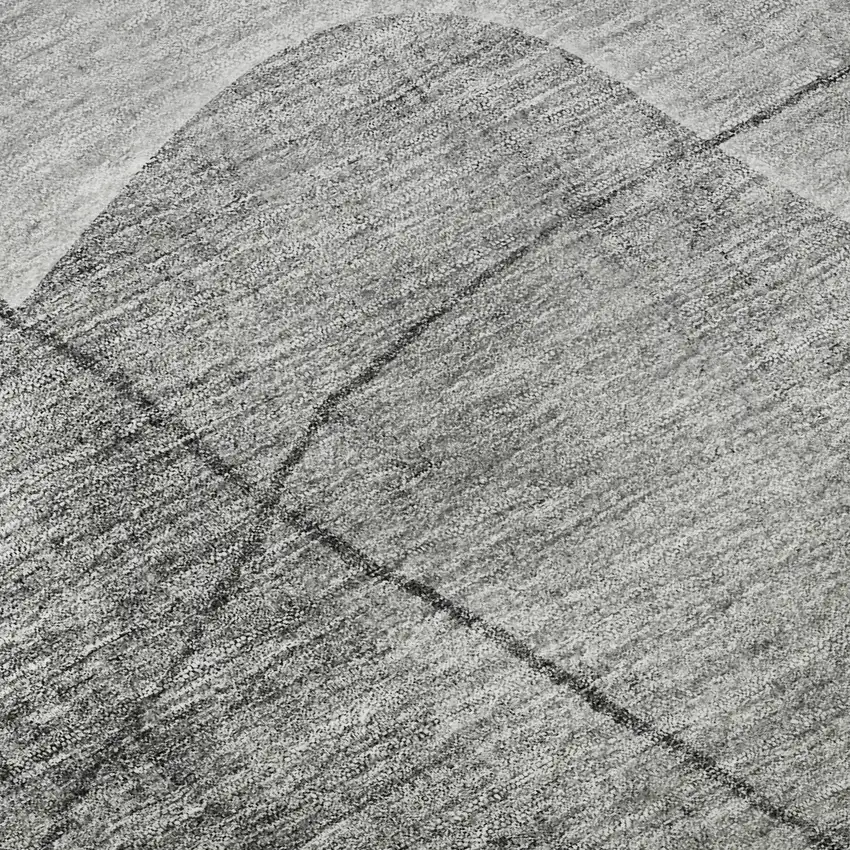 8' Gray And Silver Abstract Washable Round Rug With UV Protection Photo 9