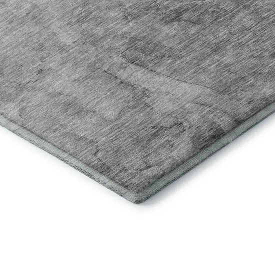 8' Gray And Silver Abstract Washable Round Rug With UV Protection Photo 8