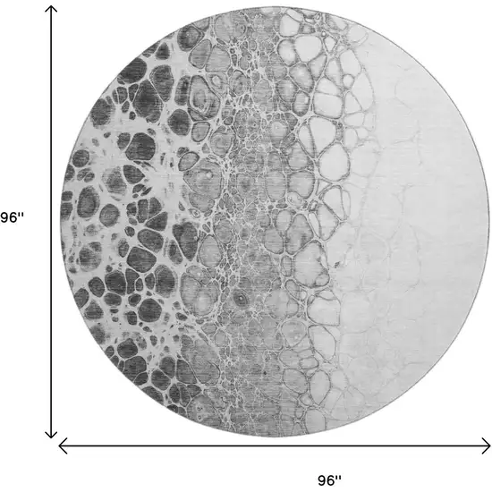 8' Gray And Silver Abstract Washable Round Rug With UV Protection Photo 9