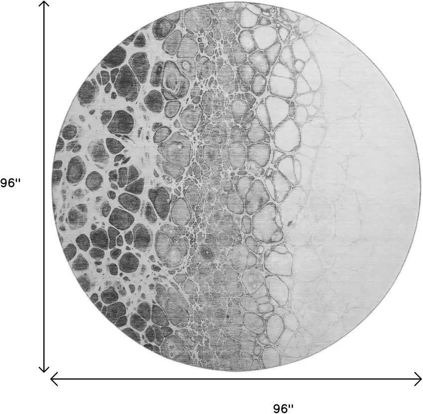 8' Gray And Silver Abstract Washable Round Rug With UV Protection Photo 9