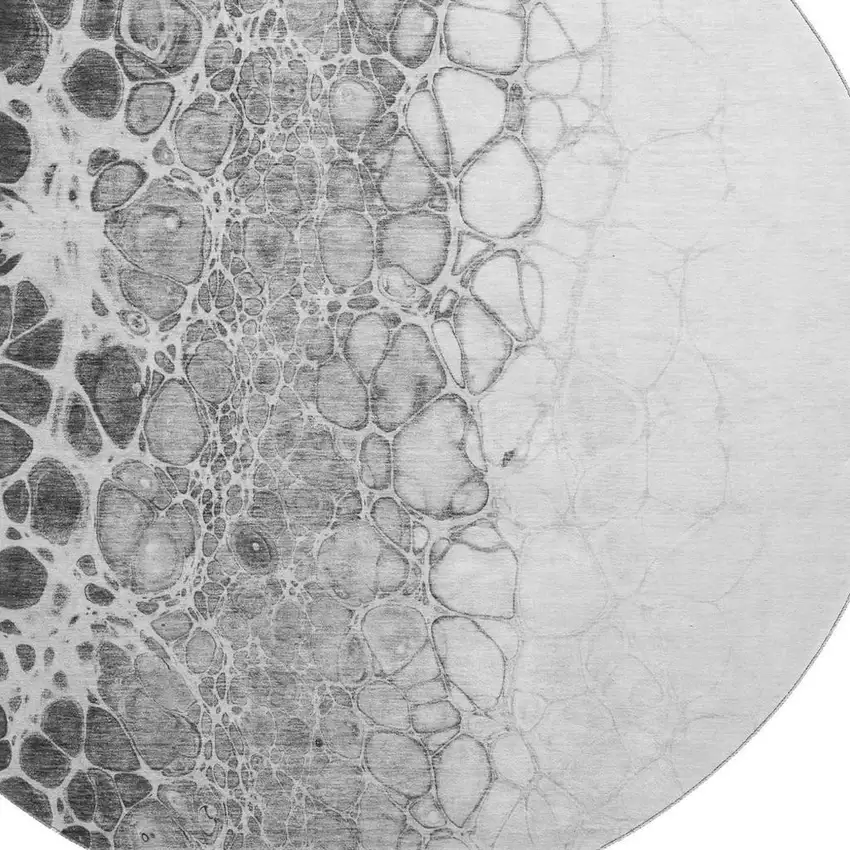 8' Gray And Silver Abstract Washable Round Rug With UV Protection Photo 2