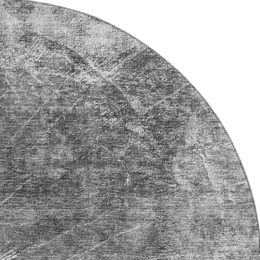 8' Gray And Silver Abstract Washable Round Rug With UV Protection Photo 3