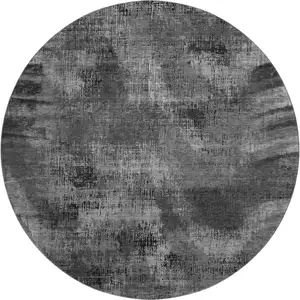 Photo of 8' Gray And Silver Abstract Washable Round Rug With UV Protection
