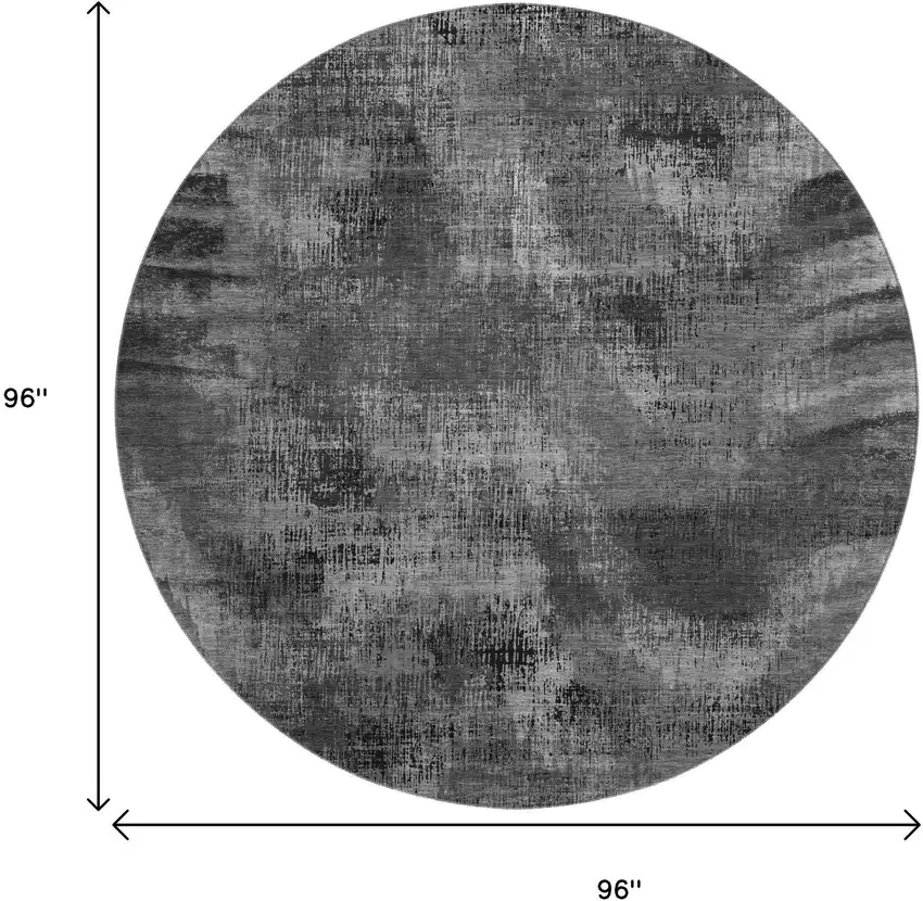 8' Gray And Silver Abstract Washable Round Rug With UV Protection Photo 3