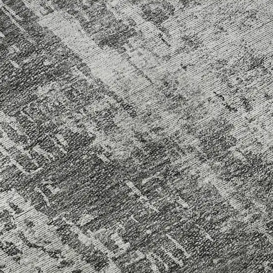 8' Gray And Silver Abstract Washable Round Rug With UV Protection Photo 9