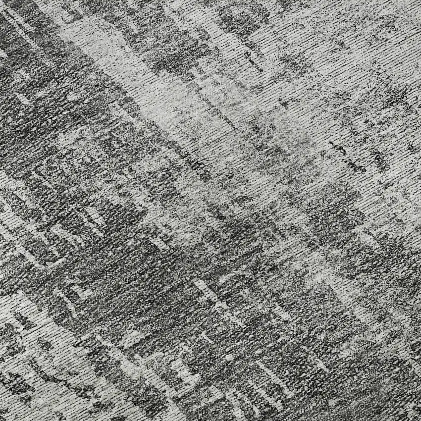 8' Gray And Silver Abstract Washable Round Rug With UV Protection Photo 9