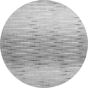 Photo of 8' Gray And Silver Abstract Washable Round Rug With UV Protection