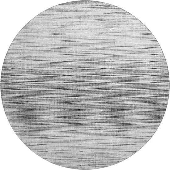 8' Gray And Silver Abstract Washable Round Rug With UV Protection Photo 1
