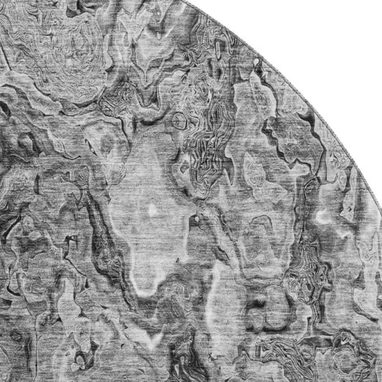 8' Gray And Silver Abstract Washable Round Rug With UV Protection Photo 3