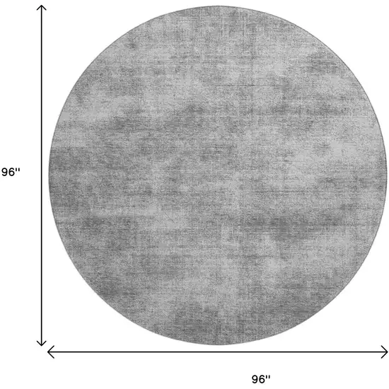 8' Gray And Silver Abstract Washable Round Rug With UV Protection Photo 8