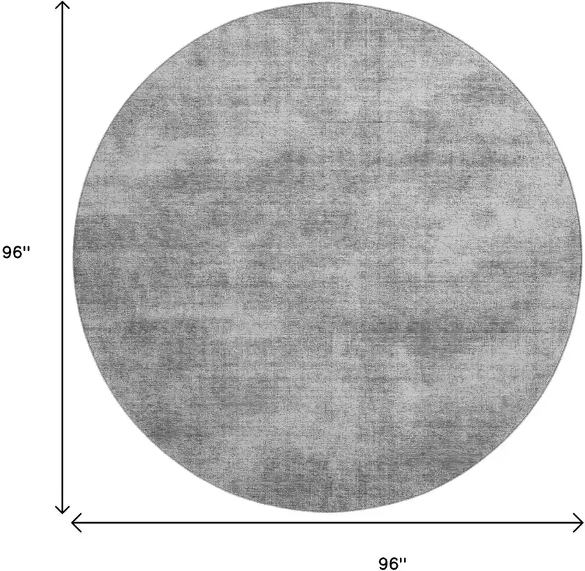 8' Gray And Silver Abstract Washable Round Rug With UV Protection Photo 8