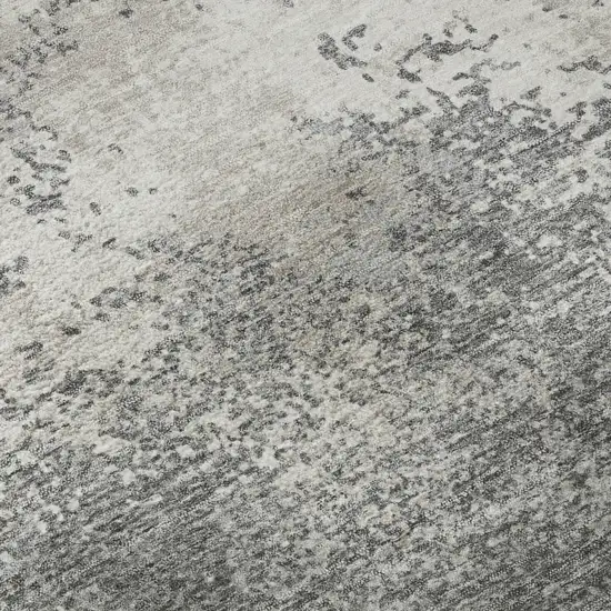8' Gray And Silver Abstract Washable Round Rug With UV Protection Photo 8