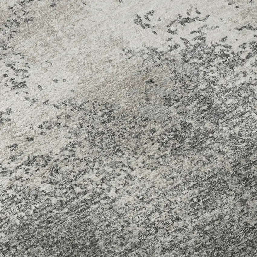 8' Gray And Silver Abstract Washable Round Rug With UV Protection Photo 8